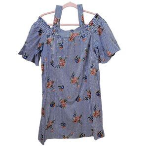 J. Gee Striped Floral Shift Off Shoulder Dress Size 1X